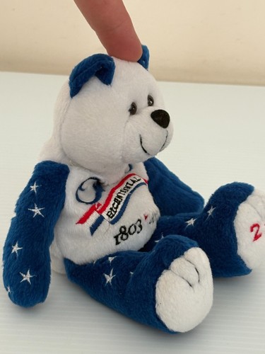 2003 Ohio Bicentennial Beanie Bear Stuffed Plush Blue White 1803 - Picture 5 of 6