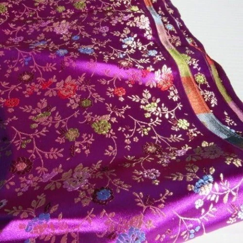 Tela Atlas India Oriental Terciopelo Seda Floral Decorativo Brocado Tela Foto 3 de 4