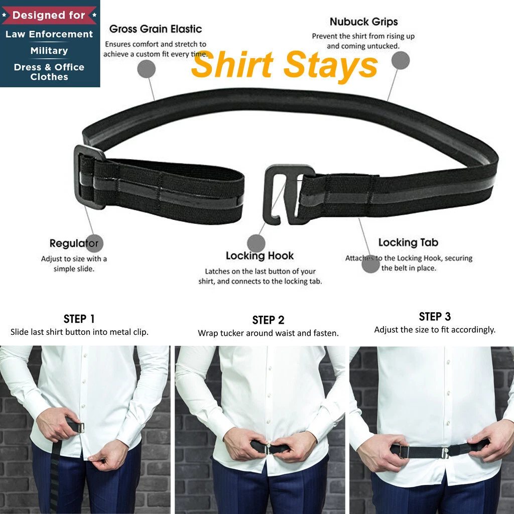 Shirt Men Adjustable Stays Tucked Belt Black Shirt T Shirts Pack Women