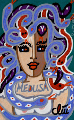 JACQUELINE DITT - Medusa's  Sneaky Hairdo A4 DRUCK nach Gemälde