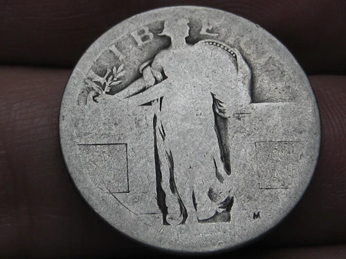 Dateless Silver Standing Liberty Quarter, Type 1 Variety Minted in 1916 and 1917