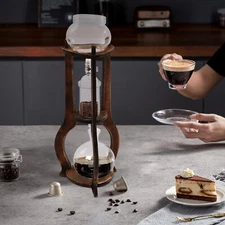 Iced Coffee Cold Brew Drip Tower Coffee Maker Ice Coffee Machine (Brown)