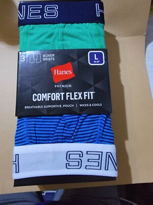 Hanes 3 Pack Ultimate Comfort Flex Fit Tagless Boxer Briefs New Large