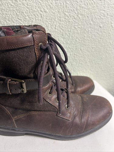 UGG Leather Boots Chestnut Brown Kesey Combat Booties 1005264 Leather Sz 8.5 - Picture 3 of 23