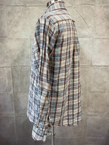 Camicia uomo Gant marrone/blu/beige misto cotone-lino a quadri casual taglia L - Foto 2 di 6