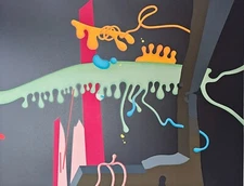 Yankel Ginzburg Fantasy Abstract AP8/75 Hand Signed Serigraph Surrealism '70 Art