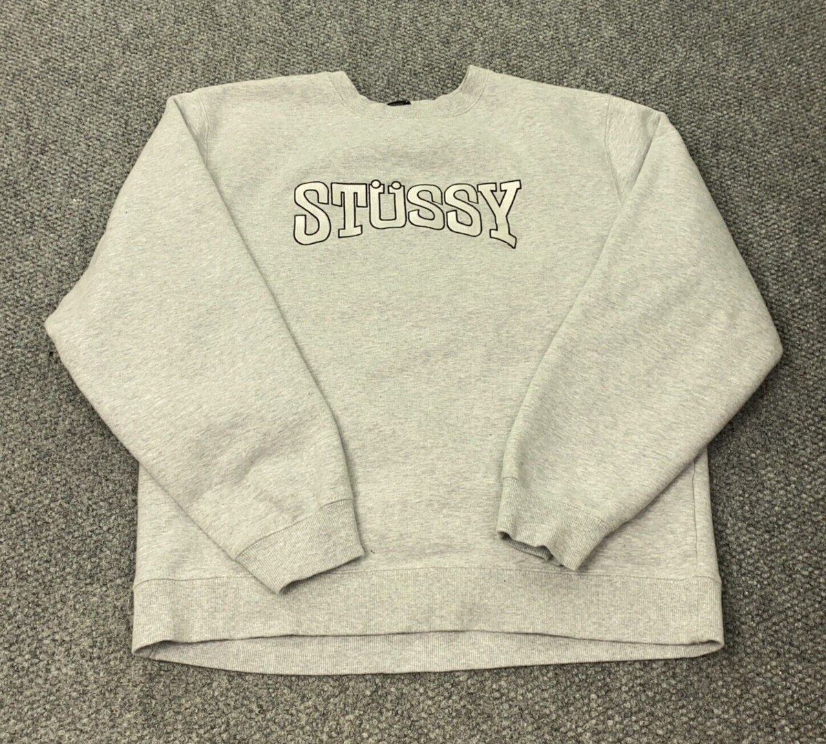Stussy App. Crew Mens XL Gray Applique Sweatshirt Embroidered | eBay