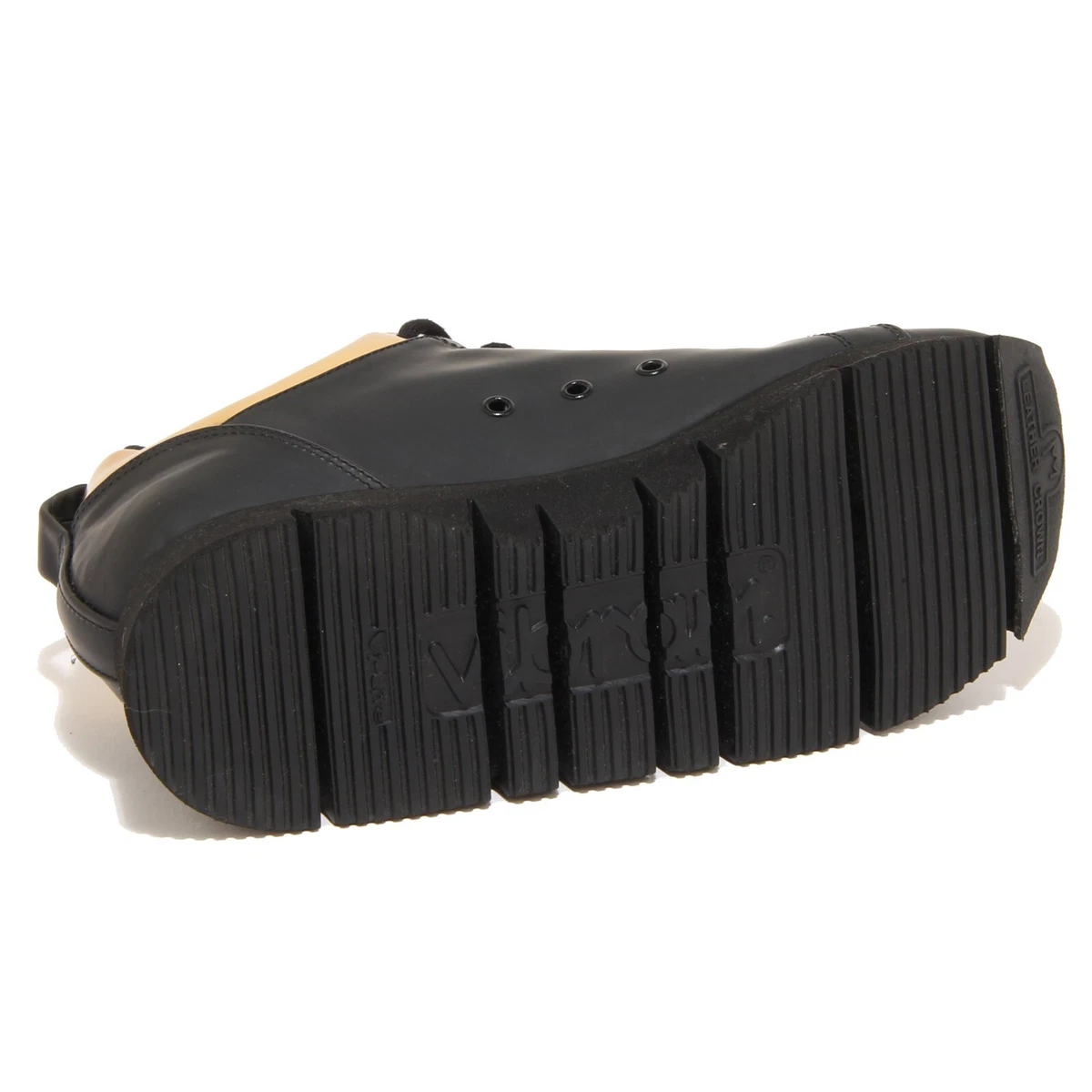 7953N sneaker LEATHER CROWN nero oro scarpe donna shoes women
