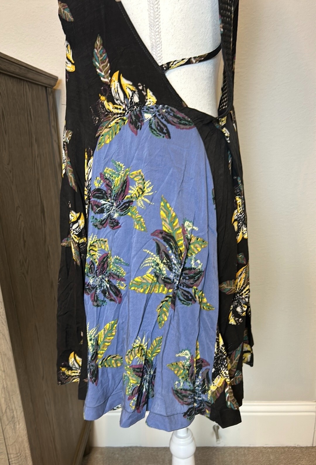 Free People | Thought I Was Dreaming Black And Blue Floral Mini Dress | Small