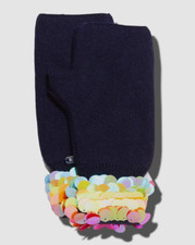  732 Bari Lynn Kid's Girl's Blue Rainbow Paillette Knit Gloves One Size