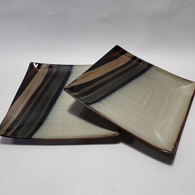 Set Of Sango Avanti Black Dinner Plates Square Quick Ship