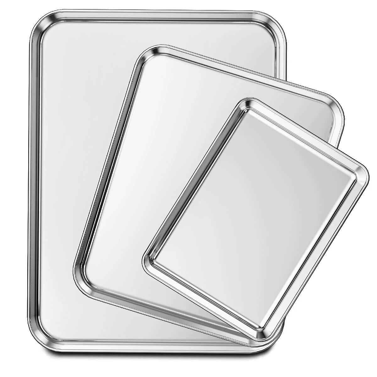 Baking Sheet Set of 3 Stainless Steel Cookie Sheet Baking Sheet Pan 9/12/16 I...