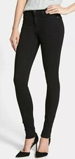 7 For All Mankind Slim Illusion Luxe High Waist Black Skinny Jeans NWT 23 200
