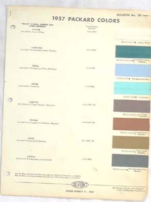 1957 PACKARD DUPONT  COLOR PAINT CHIP CHART ALL MODELS ORIGINAL 