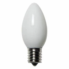 25 C9 Ceramic White Incandescent Christmas Light Bulbs 7 Watt E17 Base