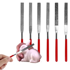 Waymil 7 Inch Diamond Coated Flat File Set Steel Files Assorted Grits 6pc