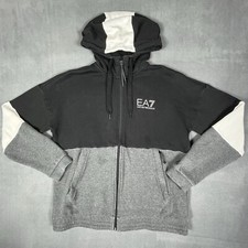 Emporio Armani EA7 Sweater Mens S White Black Gray Pullover Hoodie Designer