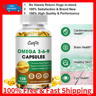 Fish Oil for Cats Omega-3-6-9 500mg   Heart & Brain Health Support, 60 Softgels
