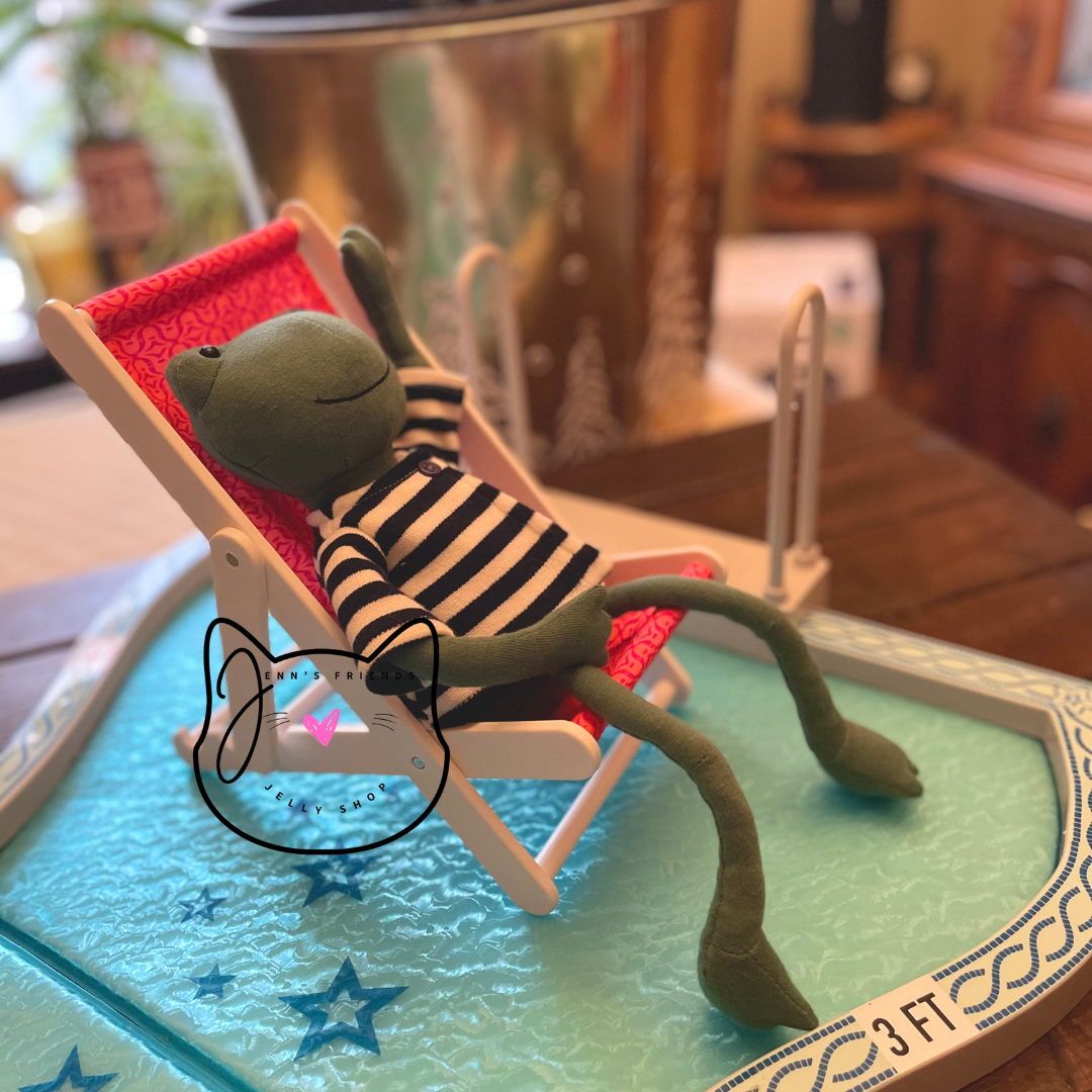 Jellycat FRANCISCO FROG New BNWT RETIRED Toy Green Stripe