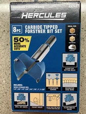 NEW NIB Hercules 1/4 in. - 1-3/8 in. Carbide Tipped Forstner Drill Bit Set 58271