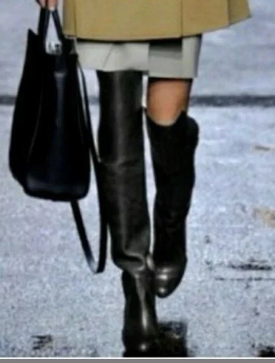 36.5/6.5❤️3.1 Phillip Lim Black Real LEATHER OVER THE KNEE HIGH HEEL BOOTS ITALY - Image 2 of 4