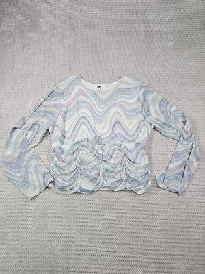 Madden NYC Shirt Womens 3X Plus Size Sheer Corset Ruched Cropped Top 