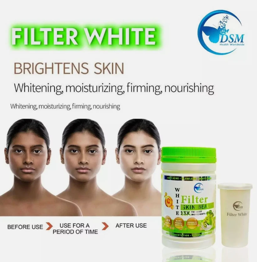 1 x Phyto Filter White Skin Beauty Collagene Whitening Powder di DSM Fresh Stock - Immagine 3 di 4