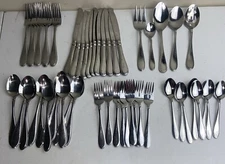 56Pc Stainless Steel Flatware China Serving Set & Place Settings For 9 Plus