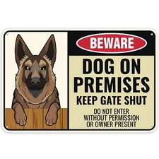 1PC Dog On Premises Sign 12 x 8 Inches - Aluminum - Beware of Dog - Funny Gua...