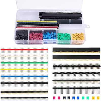 2.54mm Header Buchse Stiftleiste Connector & Jumper Caps Kit, 35pcs