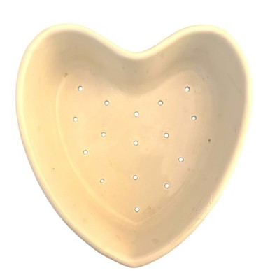 French Ceramic 7.5'' White Coeur a la Crème Heart Shaped Cheese Mold Strainer