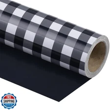 WRAPAHOLIC 30 Inch Reversible Wrapping Paper Roll - Black and White Plaid Des