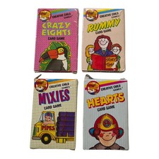 Vintage Creative Child Card Games 1992 Lot Of 4 Rummy Hearts Crazy Eights Mixies