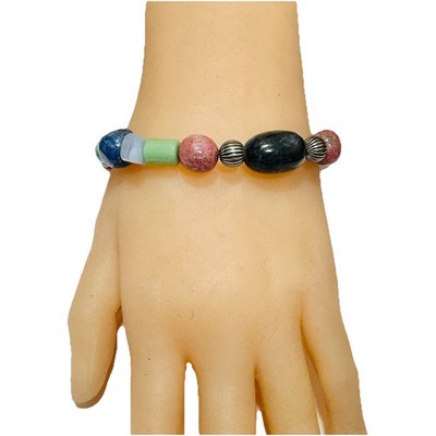 Carolyn Pollack Multi Gemstone Bracelet Unisex Southwestern Boho Sterling Silver