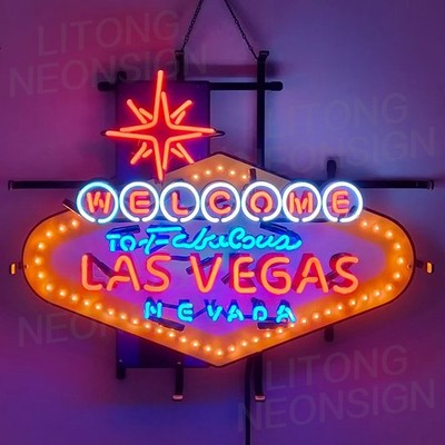 Welcome To Las Vegas LED And Neon Sign 24''X20'' Bar Restaurant Hotel Decor Gift