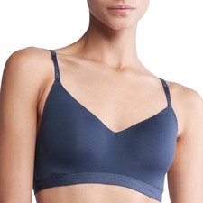Calvin Klein Form To Body Lightly Lined Bralette Bra Womens Small Navy Blue