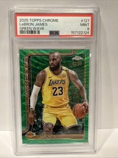 LeBron James 2025-26 Topps Chrome Green Wave Refractor /99 #127 Lakers PSA 9