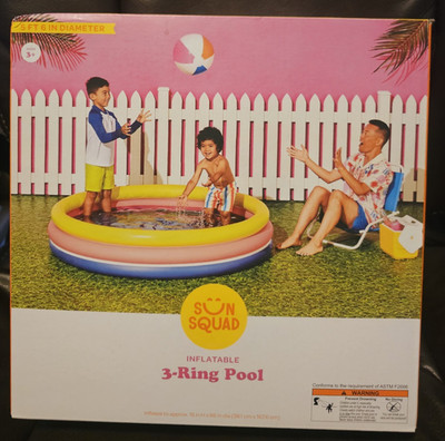 Sun Squad 3-Ring Inflatable Pool Round 15 in x 66 in Dia PVC Multicolor