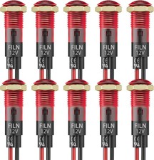 10PCS Small 12V LED Indicator Light, 8mm 5/16 IP67 Waterproof Low Power Pilot