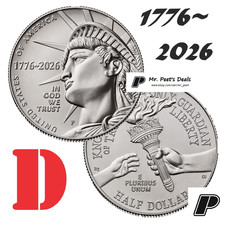 (1 Coin) 1776-2026 D SemiQ Half Dollar 50 Cent HQ BU from Rolls - NOW IN STOCK