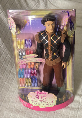 Barbie 12 Dancing Princesses Prince Derek White Caucasian Doll 12 Pairs of Shoes