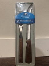 Chicago Cutlery 2pc Carving Set 1062782 Walnut Tradition Carver Slicer Fork, New