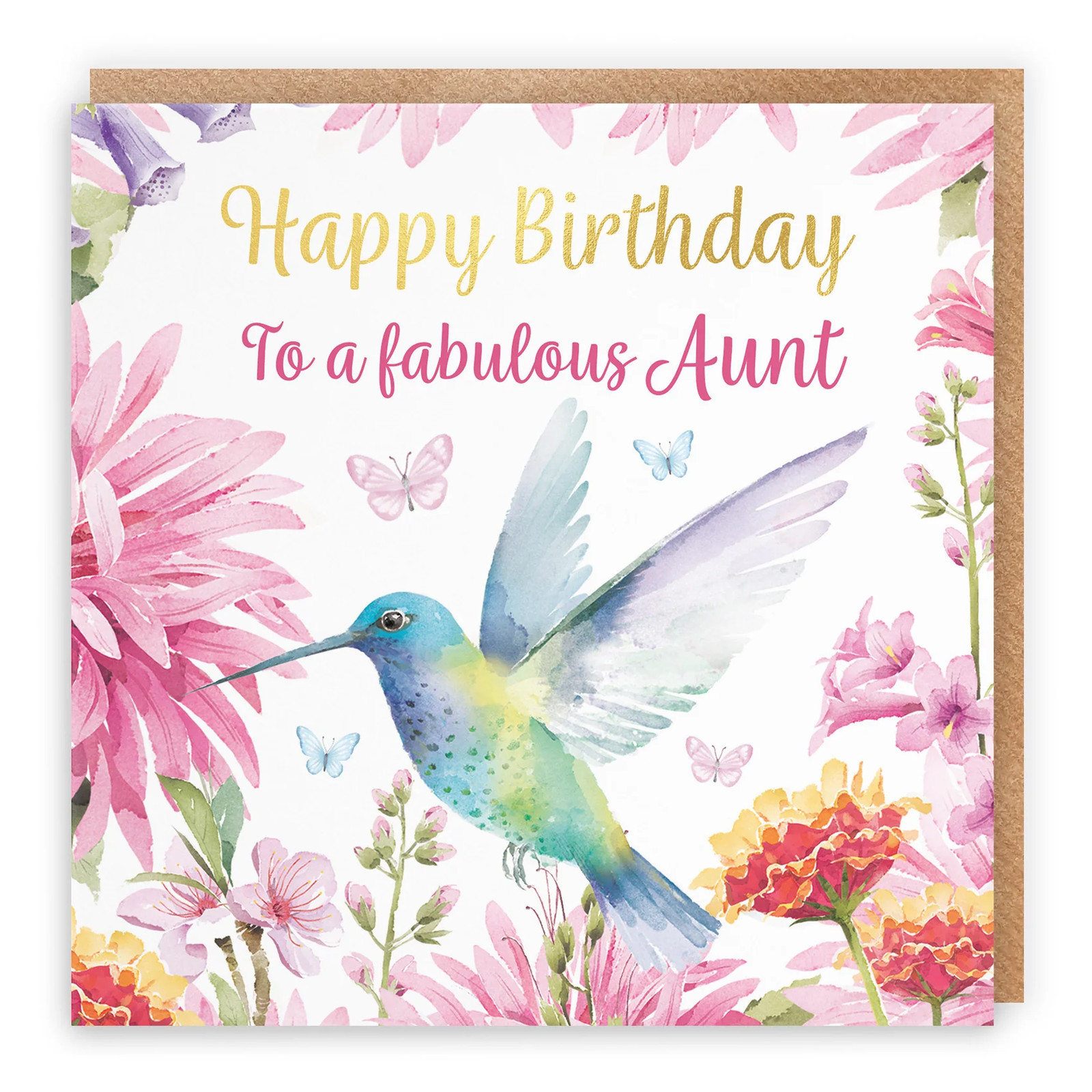 Aunt Birthday Card Hummingbird Gold Foil Milo's Gallery