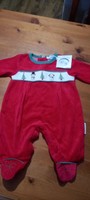 Baby's Christmas Red Velour Sleepsuit Size 0-3 MTHS BNWT