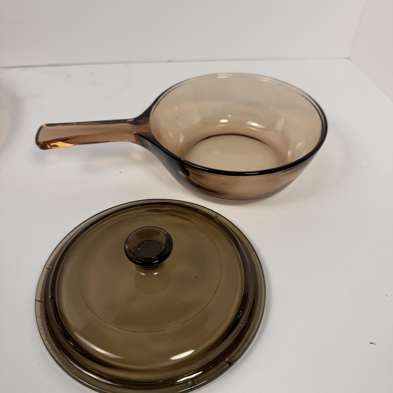 Vintage CorningWare Visions Rangetop Cookware Set Brown Glass Pots Lids USA 7 Pc