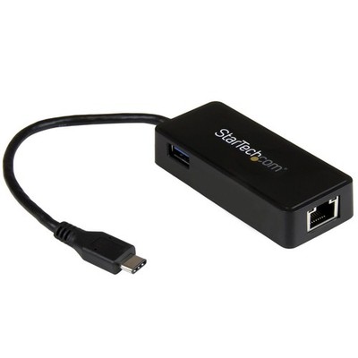 StarTech USB 3.0 Type C to Gigabit Ethernet Network Adapter with Extra USB 3.0 P