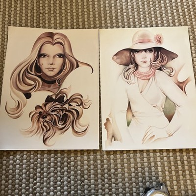 Zwei Vintage Drucke von Melanie Lady. Ketty And Another. 40x30cm