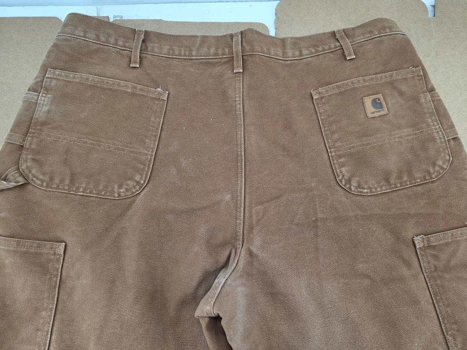 Pantalones de lona Carhartt de doble rodilla aislados de pato para hombre 44x32 marrón B194 DKB Foto 4 de 4