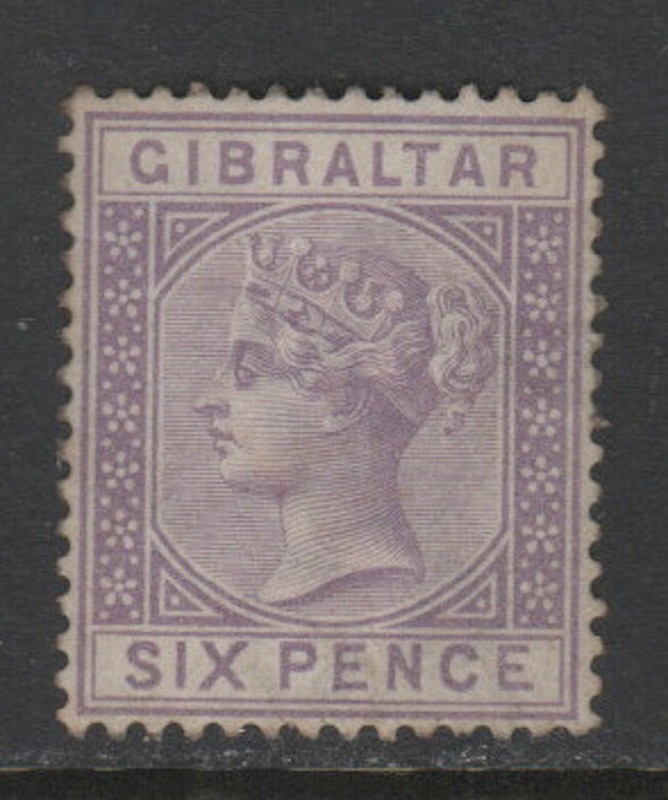 Gibraltar 1886 QV 6d Violet Sc 18 MH OG VF CV $155