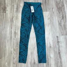 Reebok AOP Leggings XS Teal Blue-Green High Waist Stretch Activewear NWT